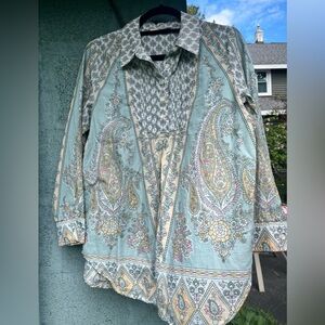 Soft Surroundings cotton patterned tunic style blouse size petite medium